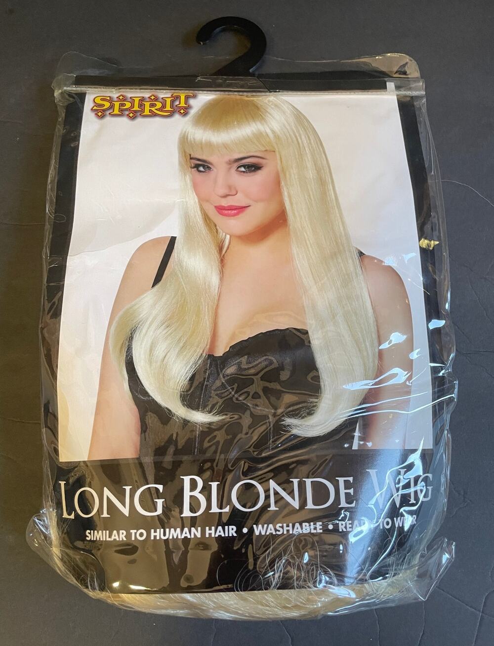 Spirit Halloween Long Blonde Wig Synthetic Hair Straight with Bangs New Cosplay